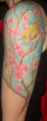 Cherry Blossom And Bird Tats